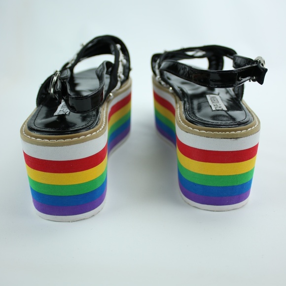 Rainbow Platform Sandals Snake Heels Strappy Pride - Picture 6 of 8